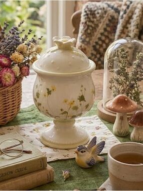DEMDACO Vintage Woodsong Designs Ceramic Floral Cottagecore Fairycore Candle Jar